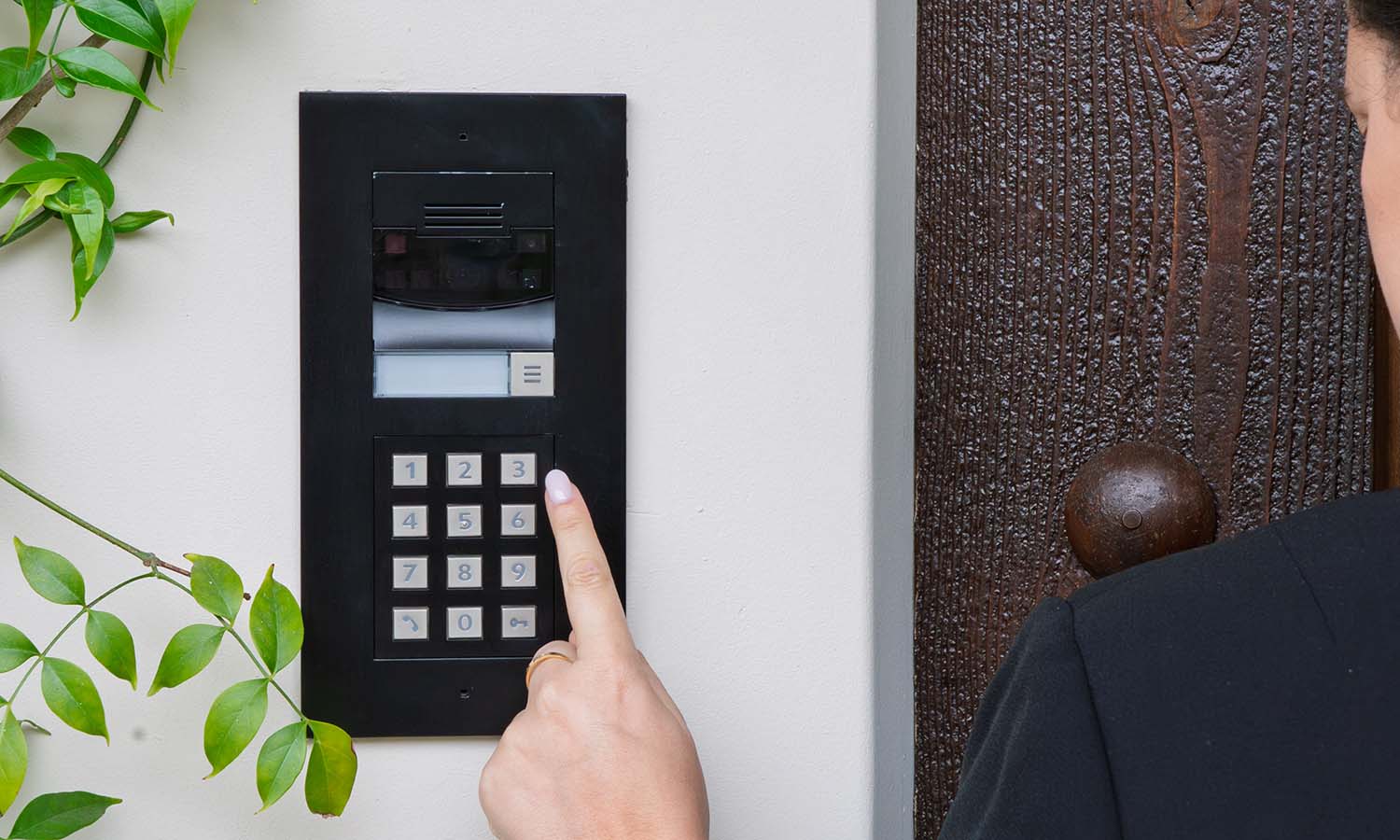 A Control4 touch panel showcasing the Intercom Anywhere feature, allowing seamless communication throughout the home.